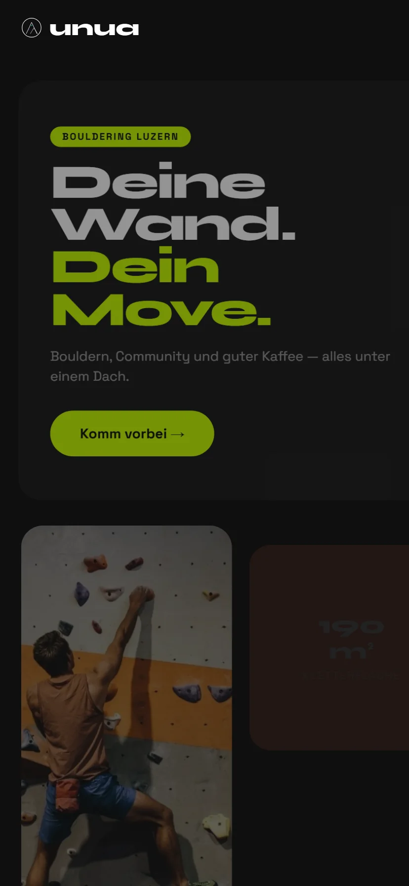 Webdesign Unua Bouldering – Kletterhalle Luzern